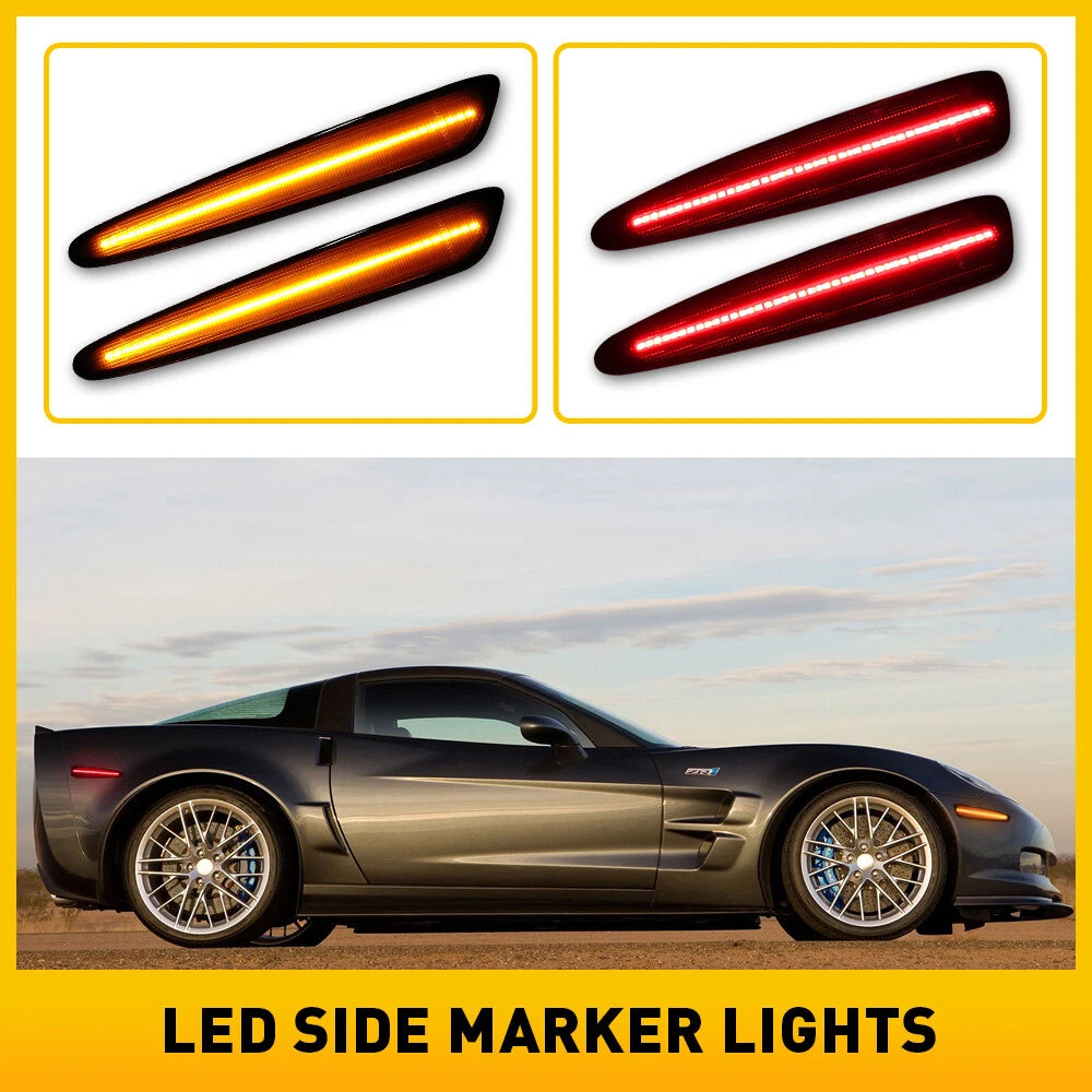 4X Amber Red Front Rear Marker Light For 05-13 Chevrolet Corvette C6 Accessories 6B93BC-57
