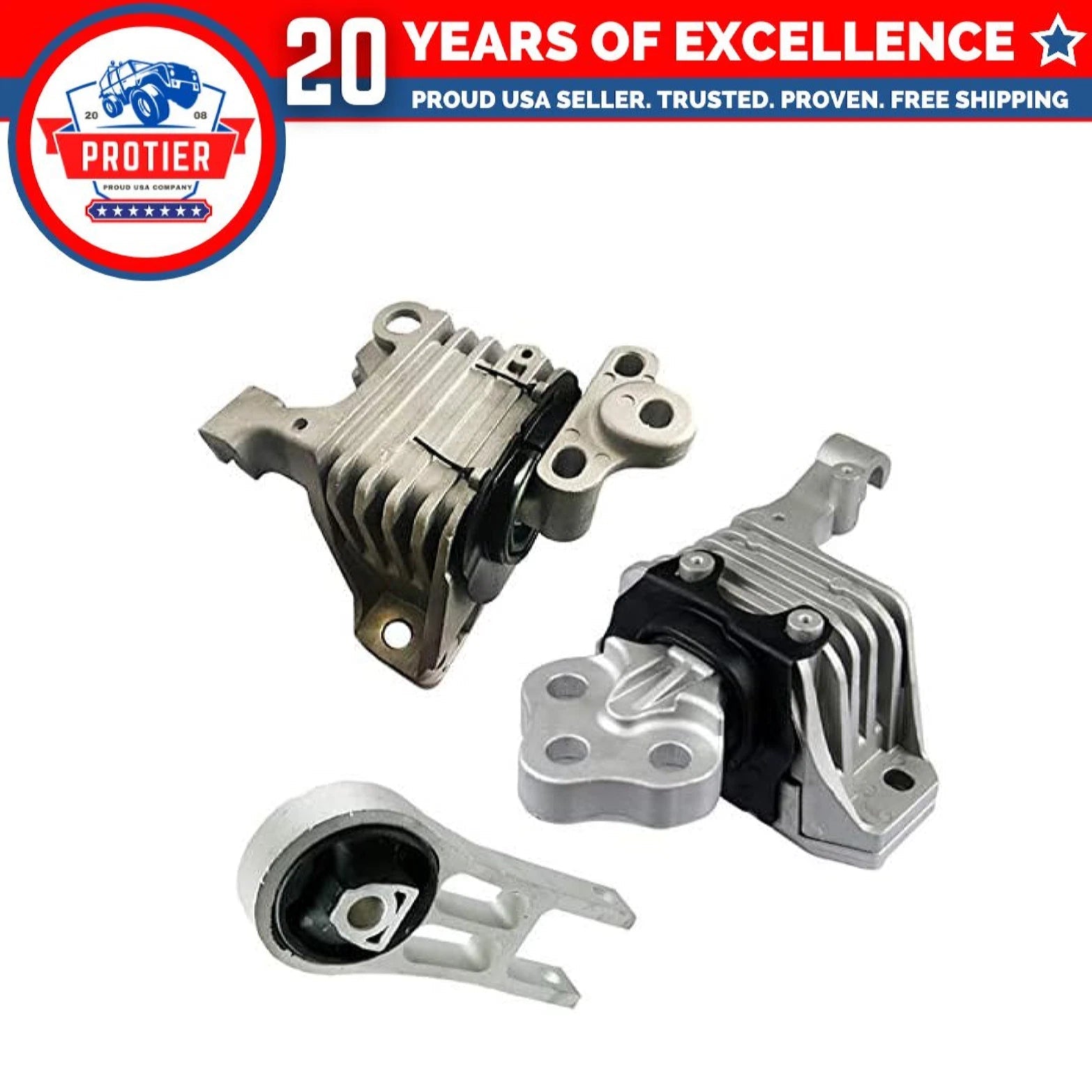 Engine Motor Mount & Transmission Mount Set 3pc Compatible with Fits 2015-2017 6B93BC-57