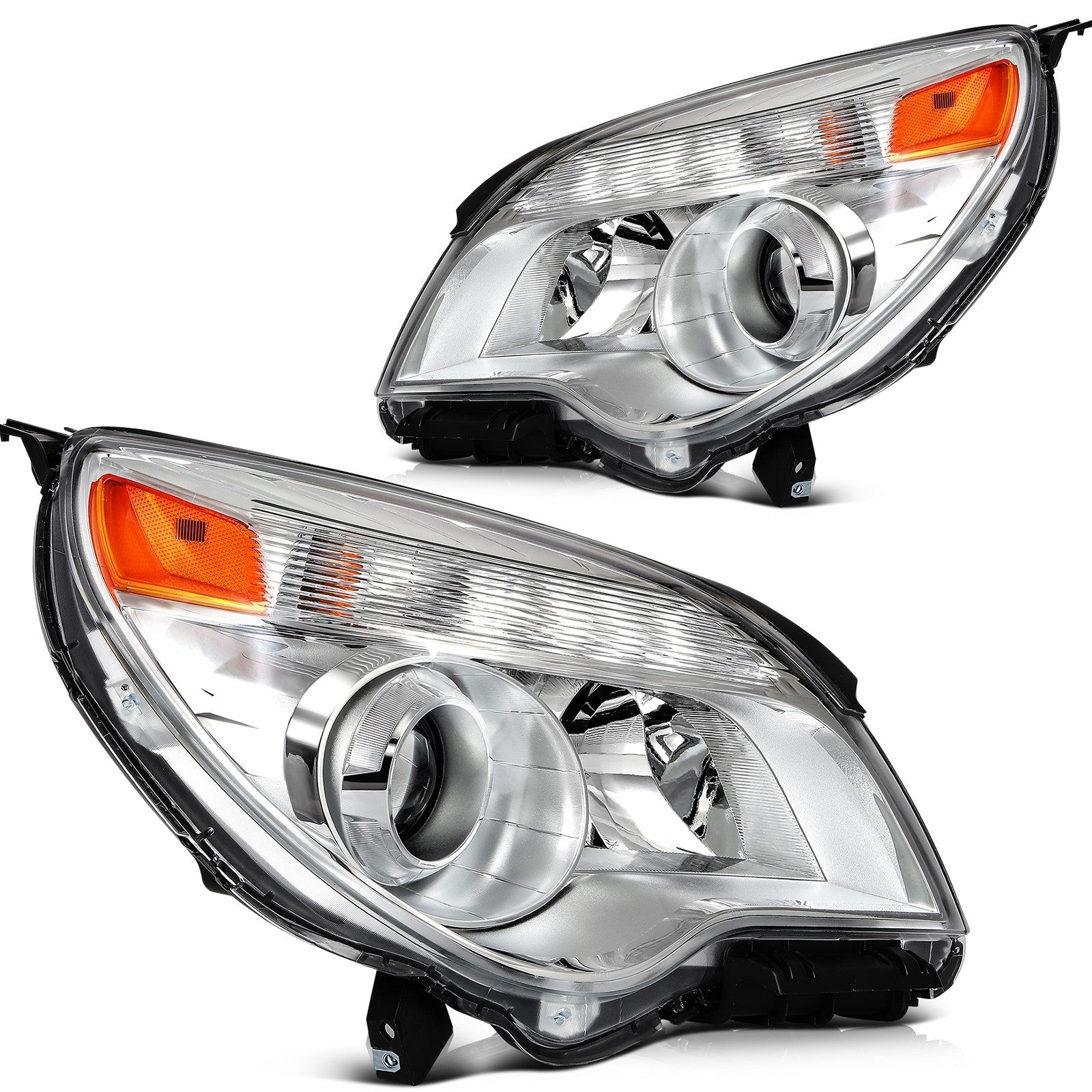 ECCPP Headlights Assembly For Chevrolet Equinox 2010-2015 Pair Kit Chrome Amber 6B93BC-57
