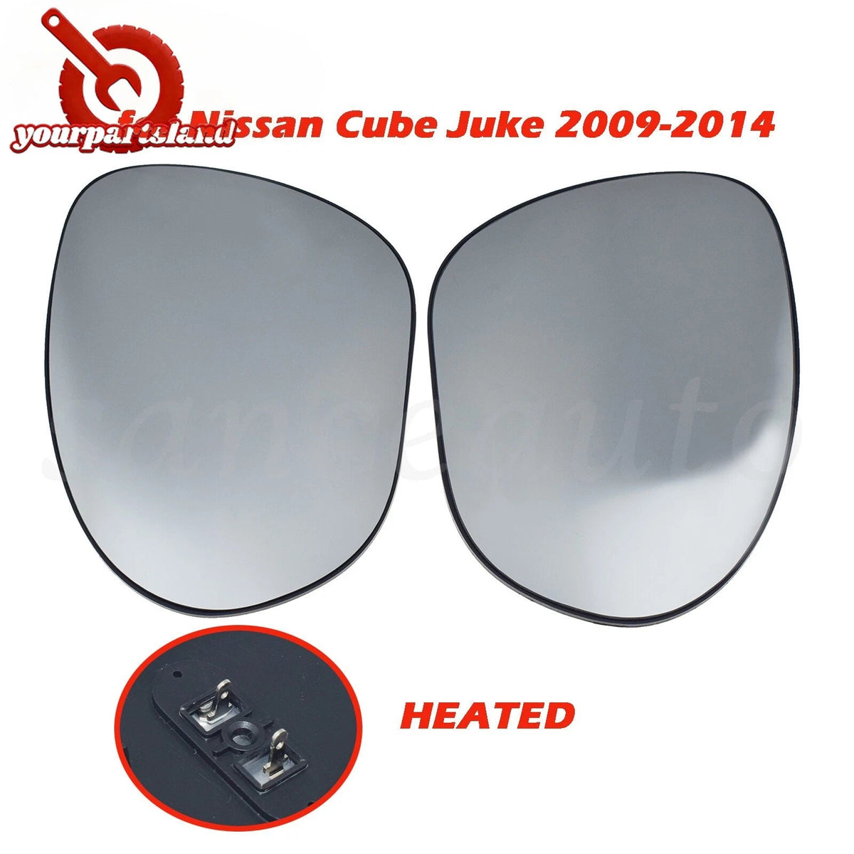 LH RH Mirror Glass Heated w/ Backing 2PCS for 2009-2014 Nissan Cube 963661KA1A 6B93BC-57