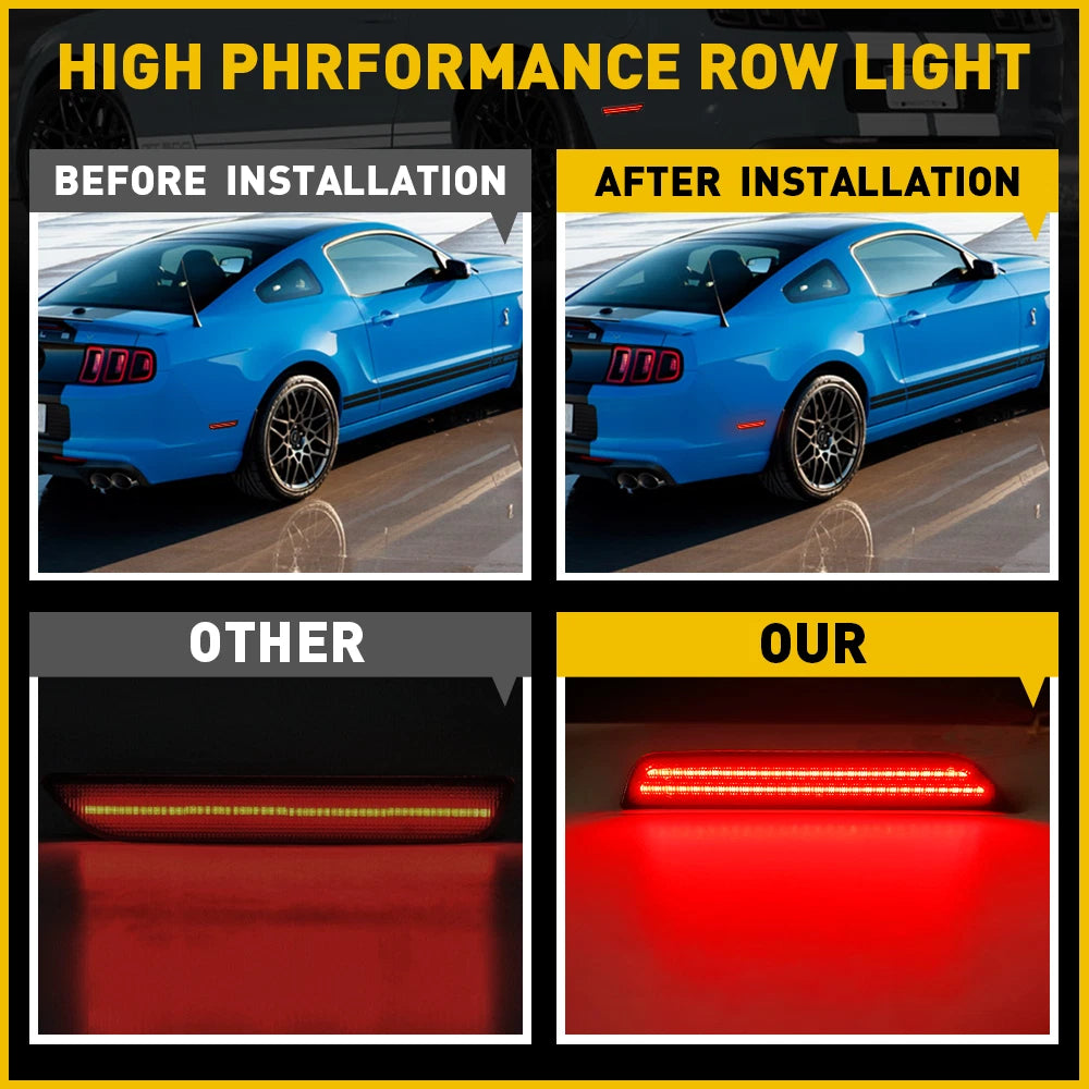 2x Red LED Rear Marker Lamps Side Reflector Lights For 2010-2014 Ford Mustang 6B93BC-57