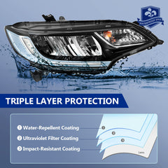 Fits 2014-2020 Honda FIT Front Headlights Assembly w/ Reflective Bowl Lamps 6B93BC-57