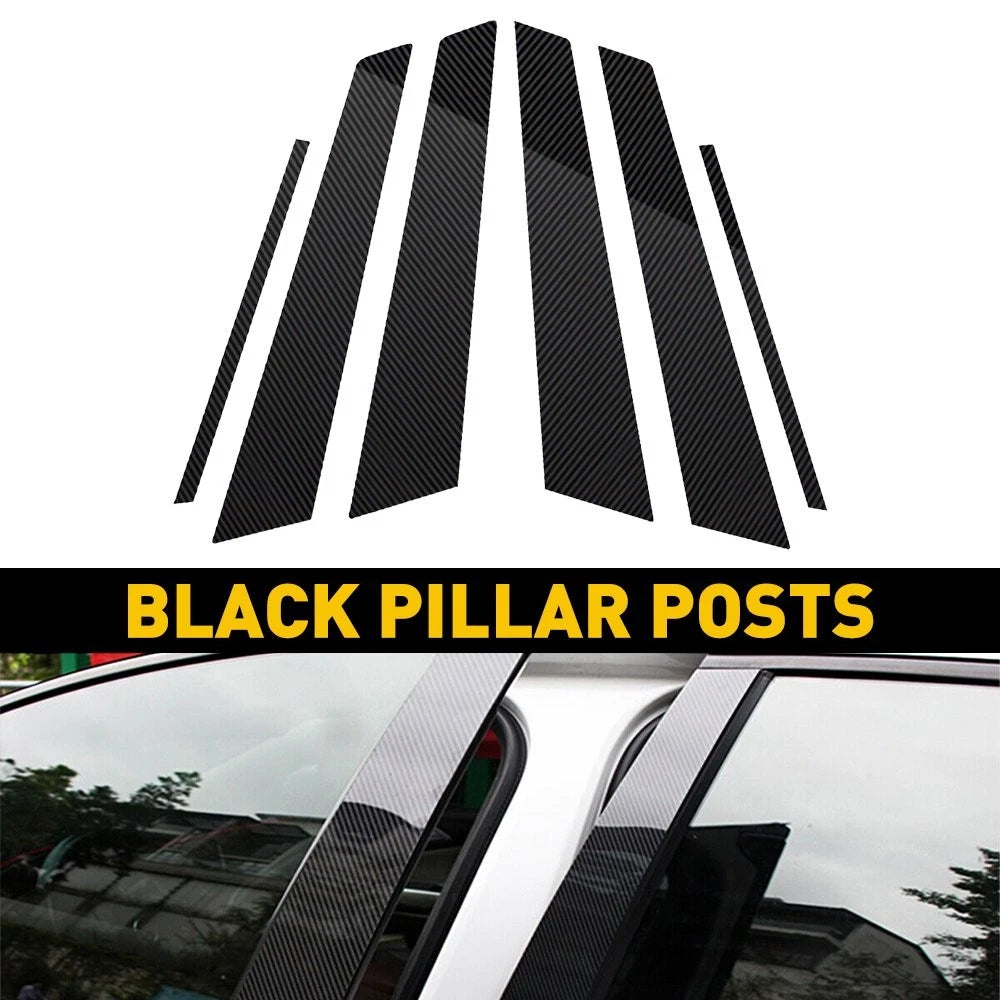 6x Carbon Car Style Fiber Door Pillar Trim Posts Cover For Honda Civic 06-11 EOA 6B93BC-57