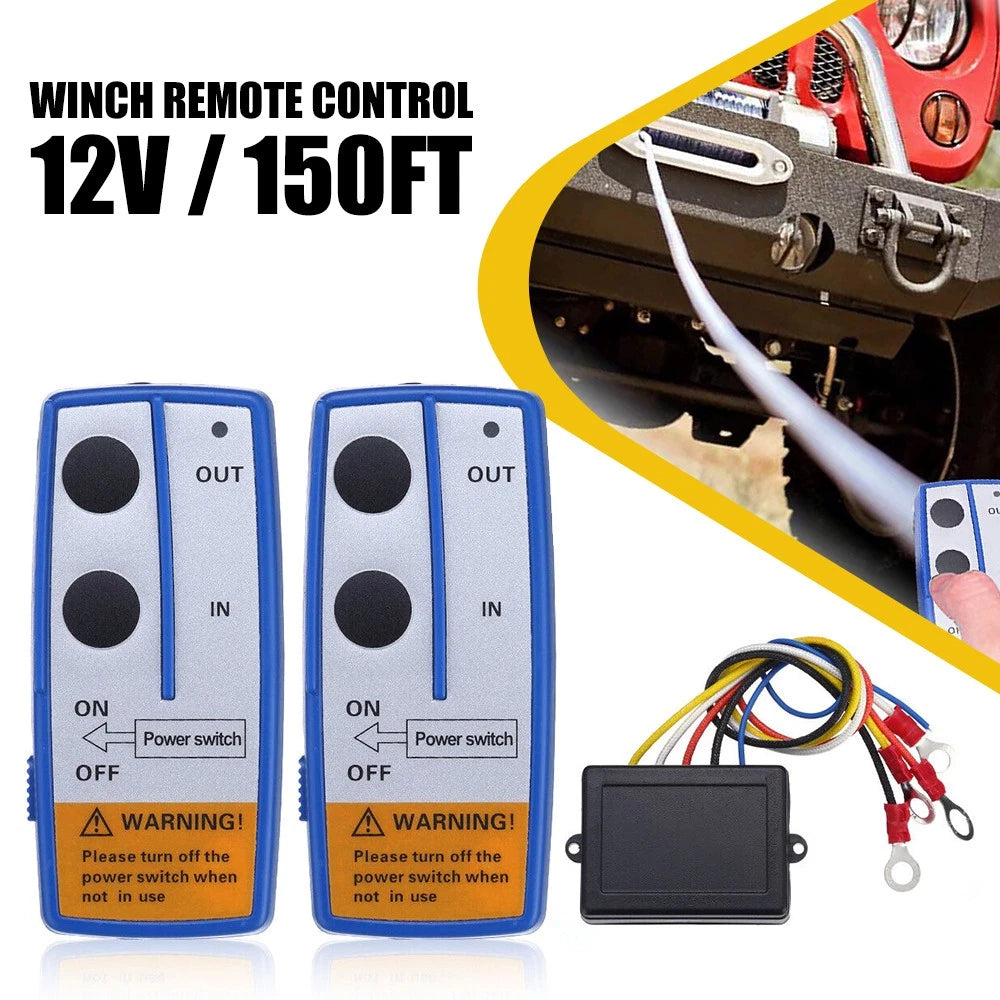Wireless Winch Remote Control 12V Kit Receiver 150ft Twin Handset Switch Easy US 6B93BC-57