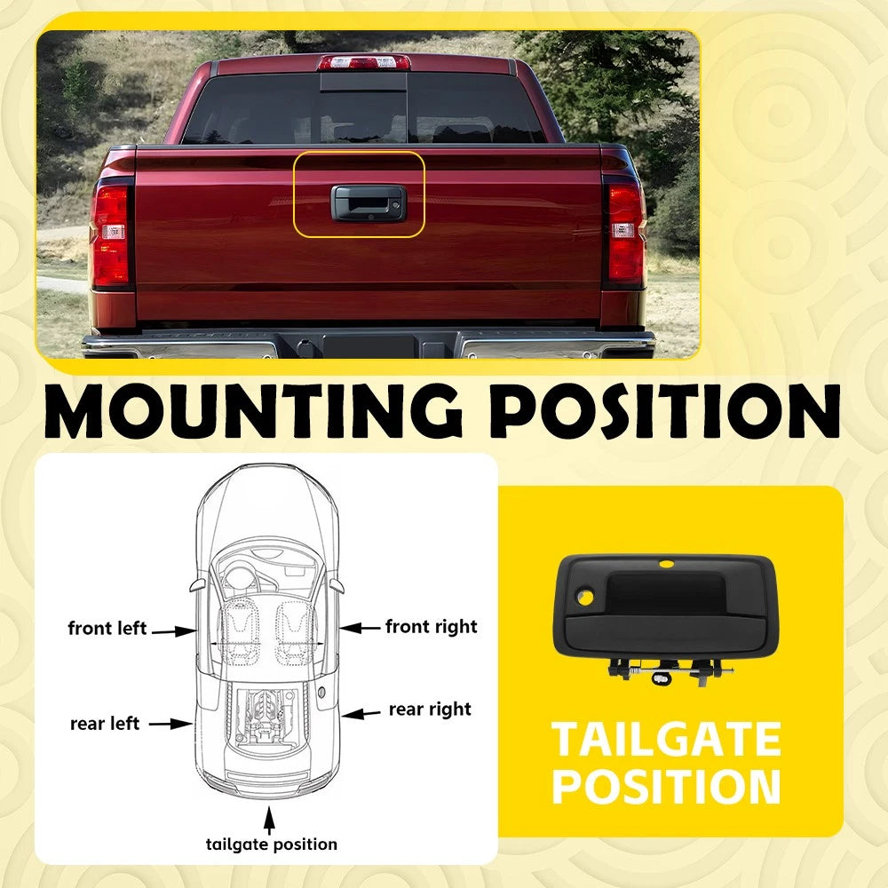 Tailgate Handle w/ Camera Hole for Black 2014-2015 Silverado Sierra 1500 2500 EA 6B93BC-57