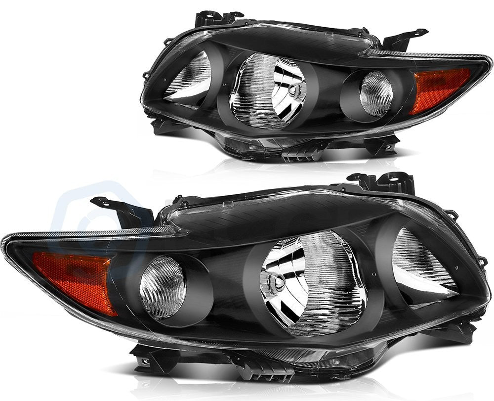 ECCPP Headlights Assembly For Toyota For Corolla 1.8L 2.4L 2009-2010 Pair Black 6B93BC-57