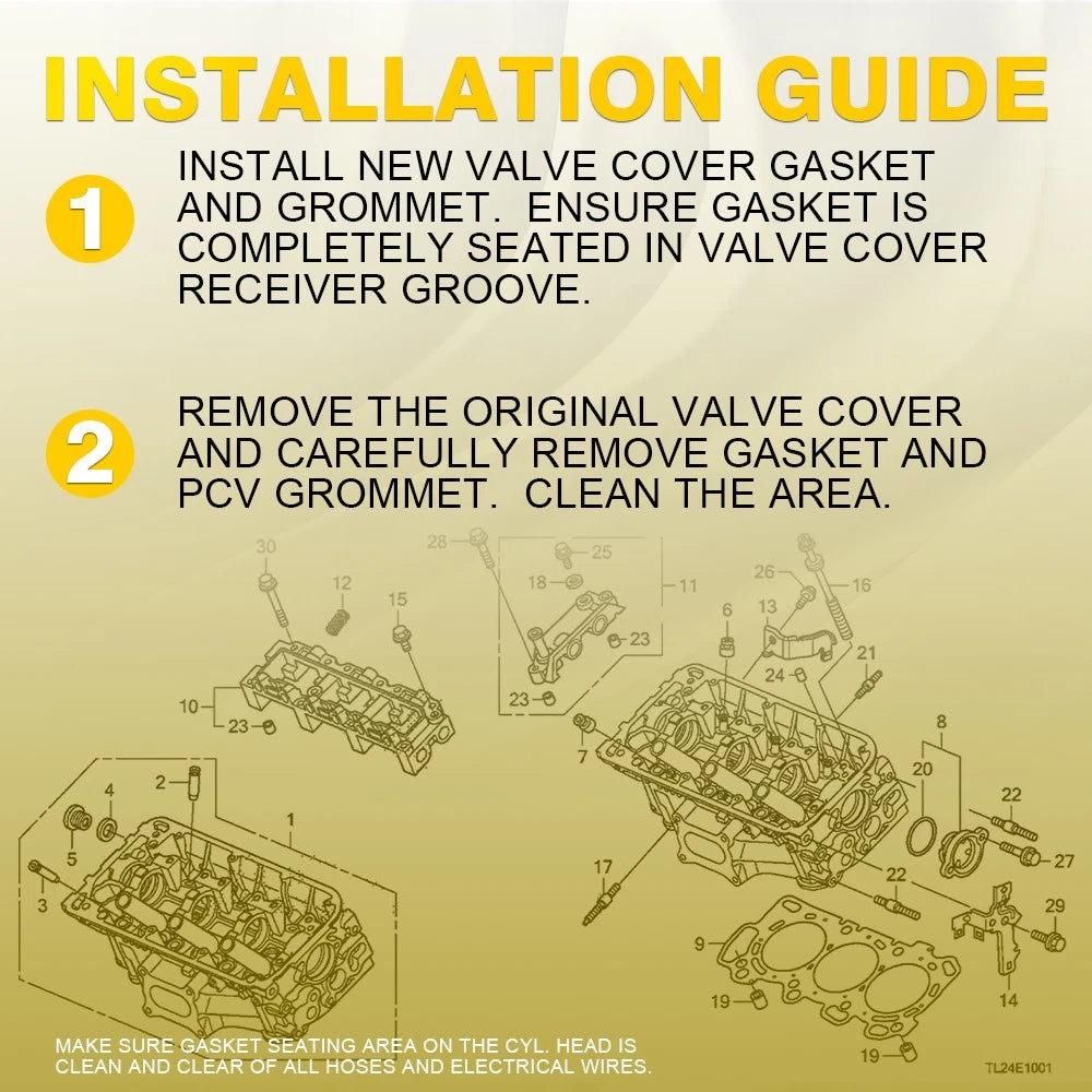 Valve Cover Gasket Kit Set For 2002-2014 Honda CR-V Civic VS50614R VS50382A EOA 6B93BC-57