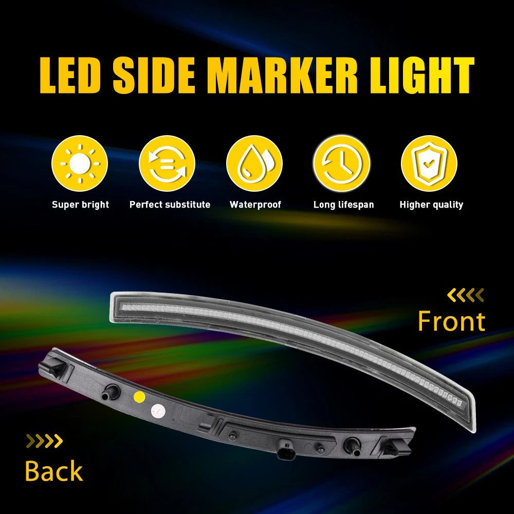 Set For 14-19 Chevy Corvette C7 Full LED Clear Turn Signal Side Marker Lights EA 6B93BC-57