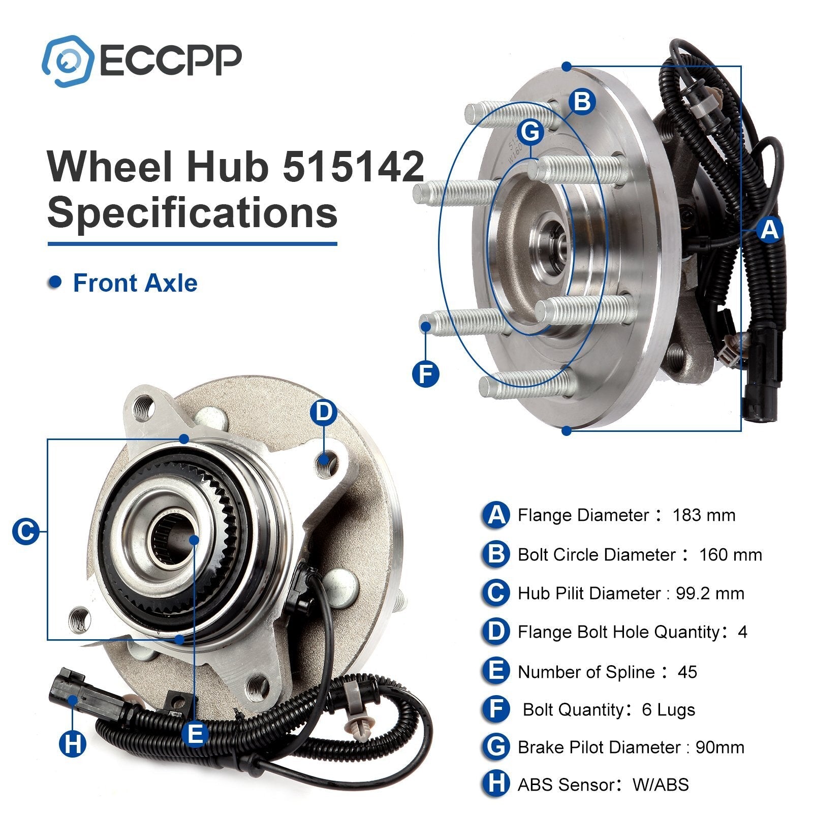 2 Pcs Wheel Hub Bearings Front 4WD For Ford F-150 Lincoln Navigator 2011-2014 6B93BC-57