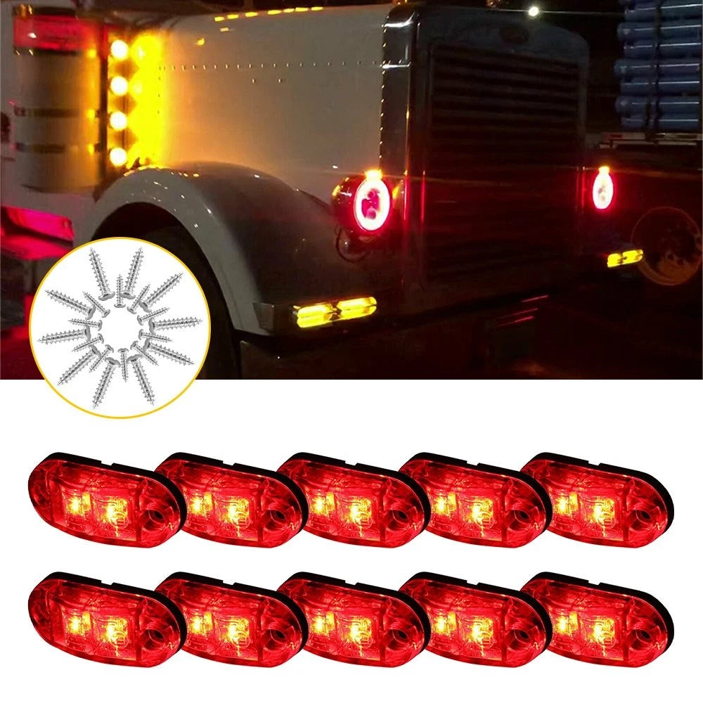 10X Red LED Oval Side Marker Lights Truck Trailer Clearance Light Waterproof EOA 6B93BC-57