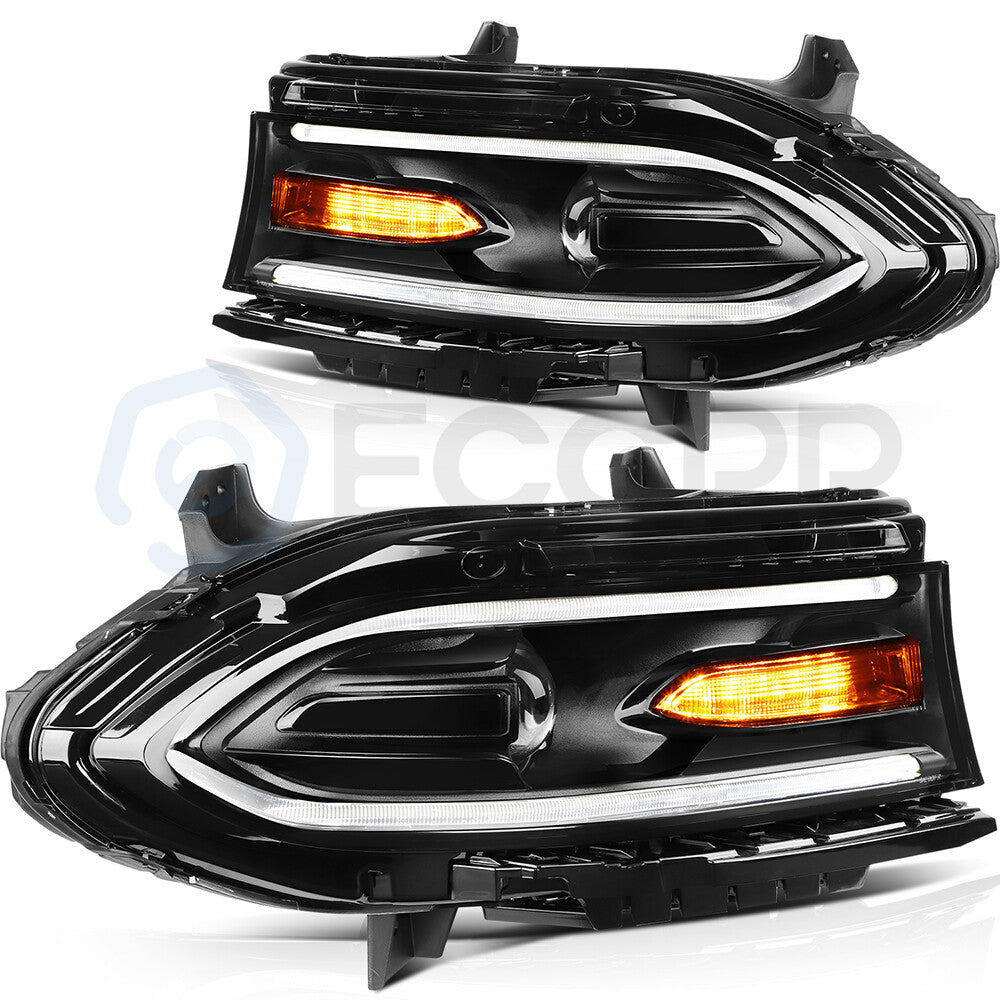 For 2015-2022 Dodge Charger Front Headlights Assembly Lamps Pair Replacement