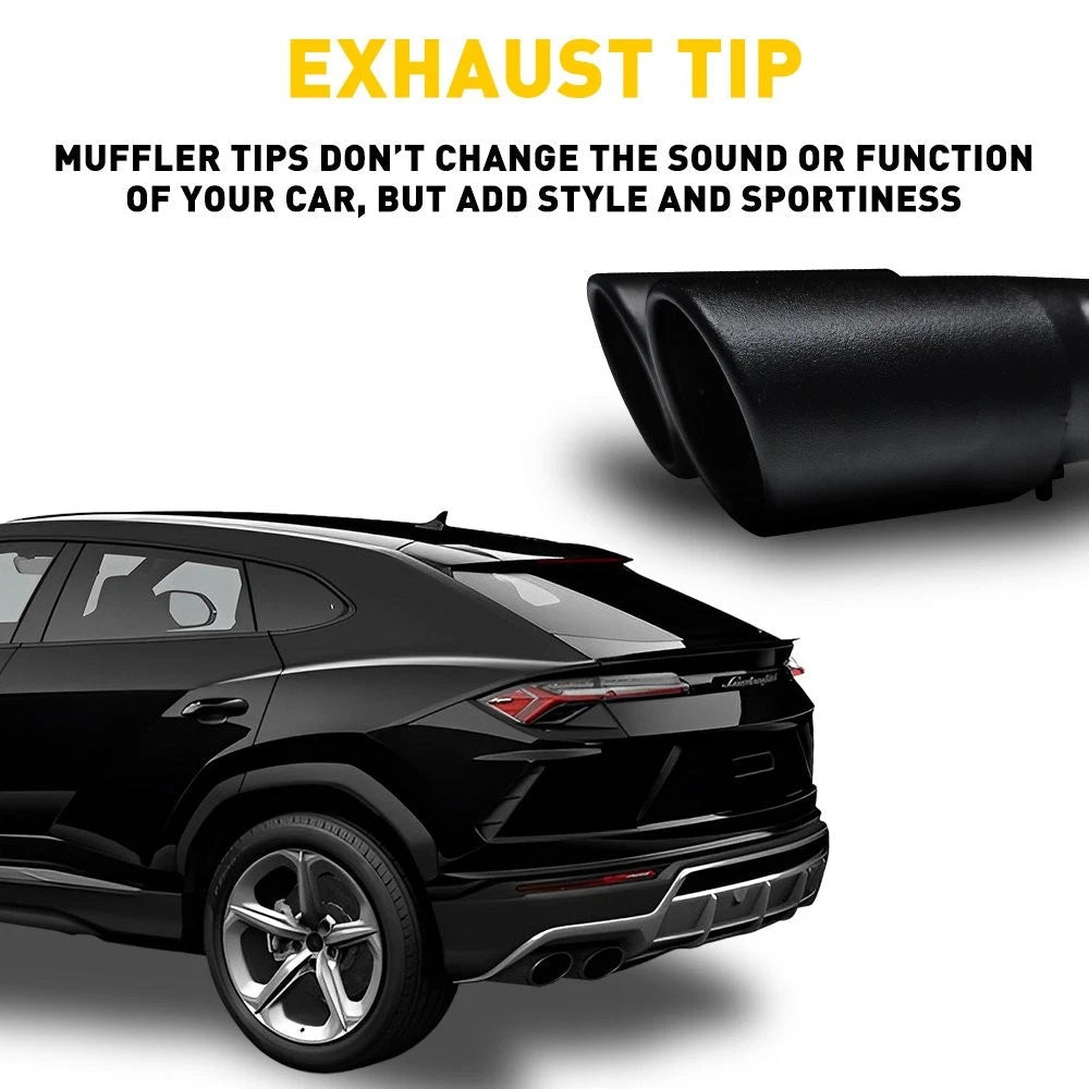Dual Exhaust Tips Black Stainless Steel Inlet 1.5-2.4 " Custom Slant Round A 6B93BC-57