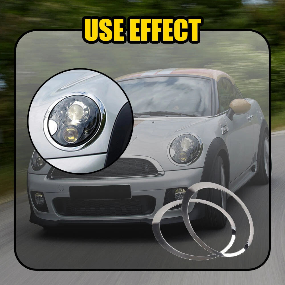 For Mini Cooper R55 R56 2007-2015 R&L Chrome Headlight Trim Ring Bezel Cover EA 6B93BC-57