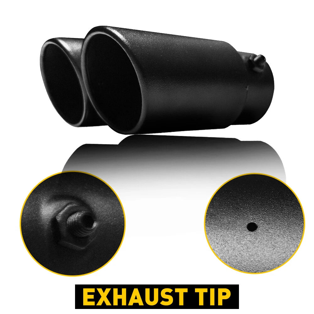 Black Stainless Steel Car Dual Rear Exhaust Pipe Tail Muffler Throat Tip Round 6B93BC-57