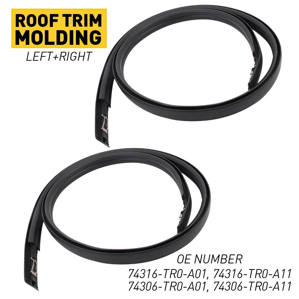 A Black Pair Roof Trim Molding Kit LH&RH For 2012-2015 Honda Civic Sedan 4-Door 6B93BC-57