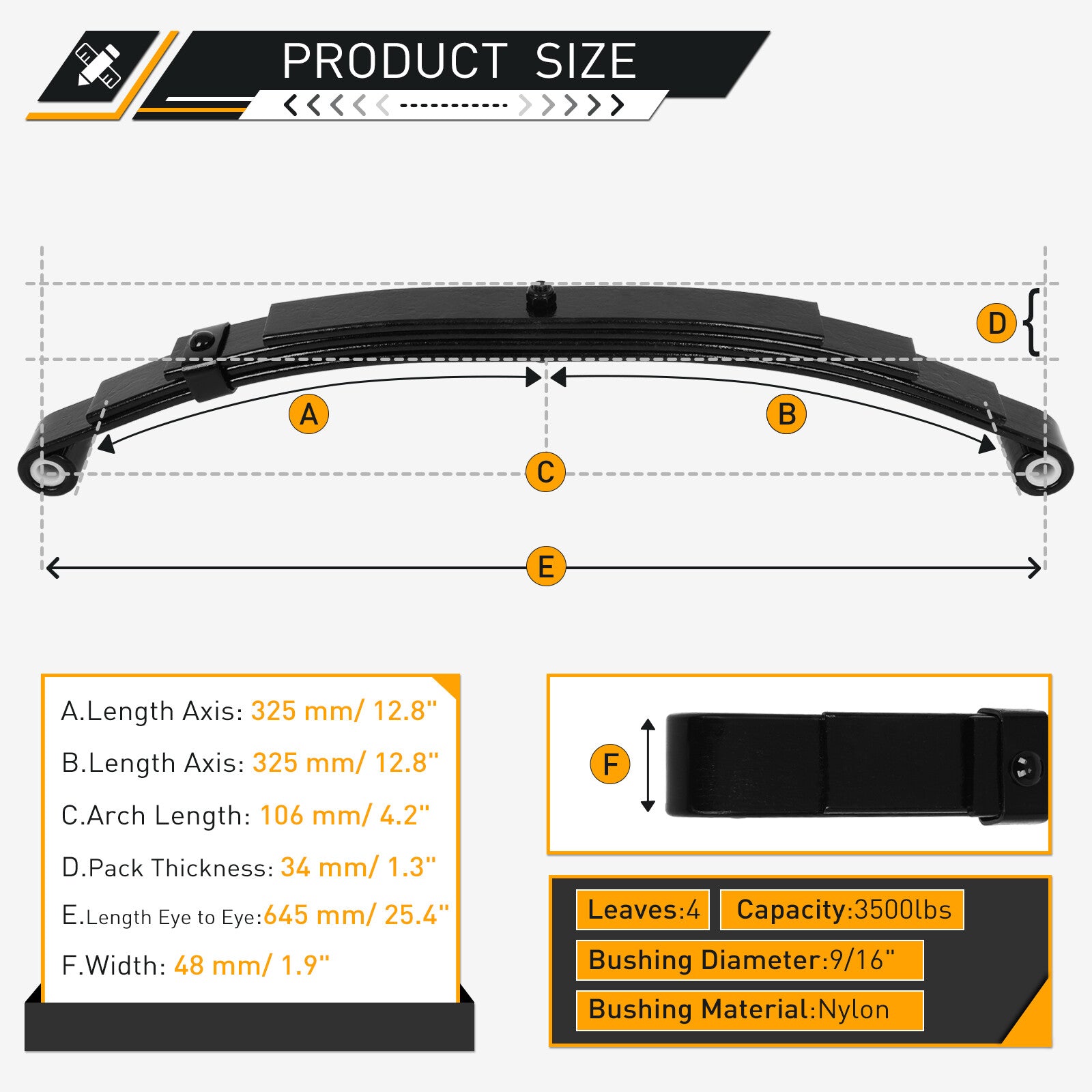 ECCPP 3500lb Single Trailer Axle Suspension Kit Leaf Springs U-bolt & Hanger Kit ECCPP