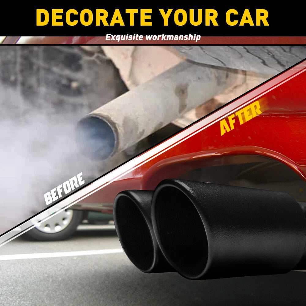 Black Car Stainless Steel Dual Exhaust Pipe Muffler Tip Tail Burnt Titanium EOA 6B93BC-57