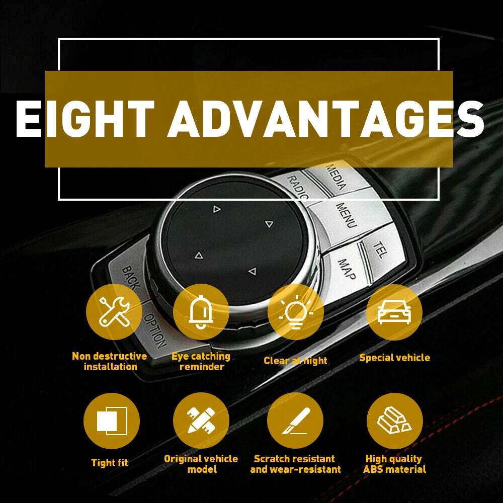 Chrome Multi-Media 7 Button Cover Decor For Trim BMW 3 4 5 6 X5 X6 Series 6B93BC-57