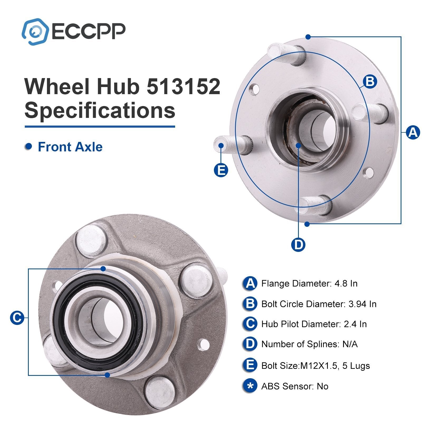 Pair Front Wheel Hub Bearings For Mazda Miata RWD 1990-2001 2002 2003 2004 2005 6B93BC-57