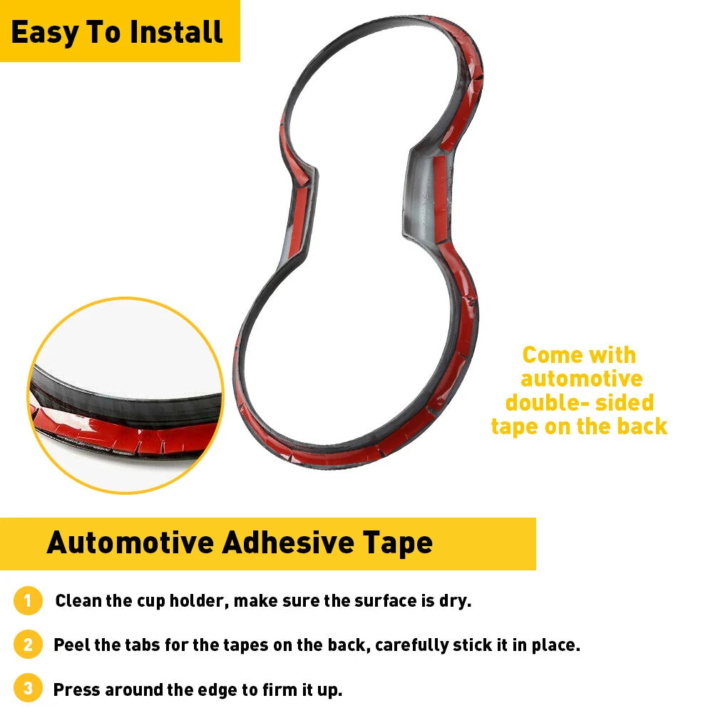 CUP HOLDER COVER FRAME CARBON FIBER ACCESSORIES TRIM FOR MUSTANG 2015-2022 EOA 6B93BC-57