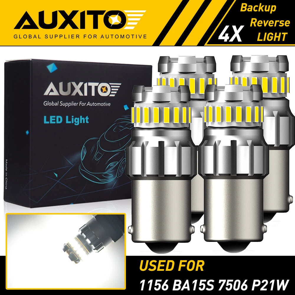 4x AUXITO 1156 LED Reverse Light BA15S Backup Bulb 6500K White Parking DRL Lamp AUXITO