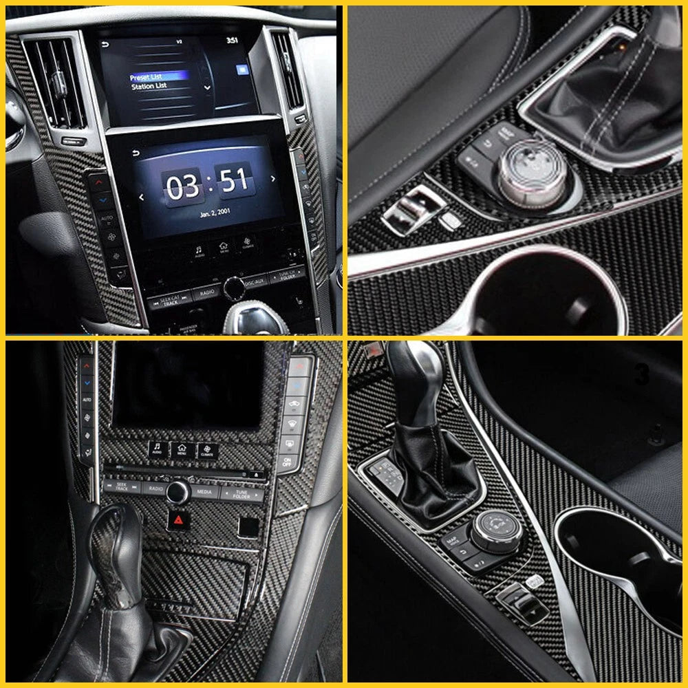 11x Carbon Fiber Full Interior Kit Cover Trim For Infiniti Q50 Q60 2014-19 USEOA 6B93BC-57