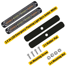 2x 18 Flashing LED Amber/White Strobe Marker Light Flashing Light Bar Car 12V EA 6B93BC-57