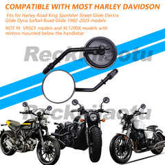 For Harley Softail Dyna Bobber Chopper Black Round Motorcycle Rear view Mirrors
