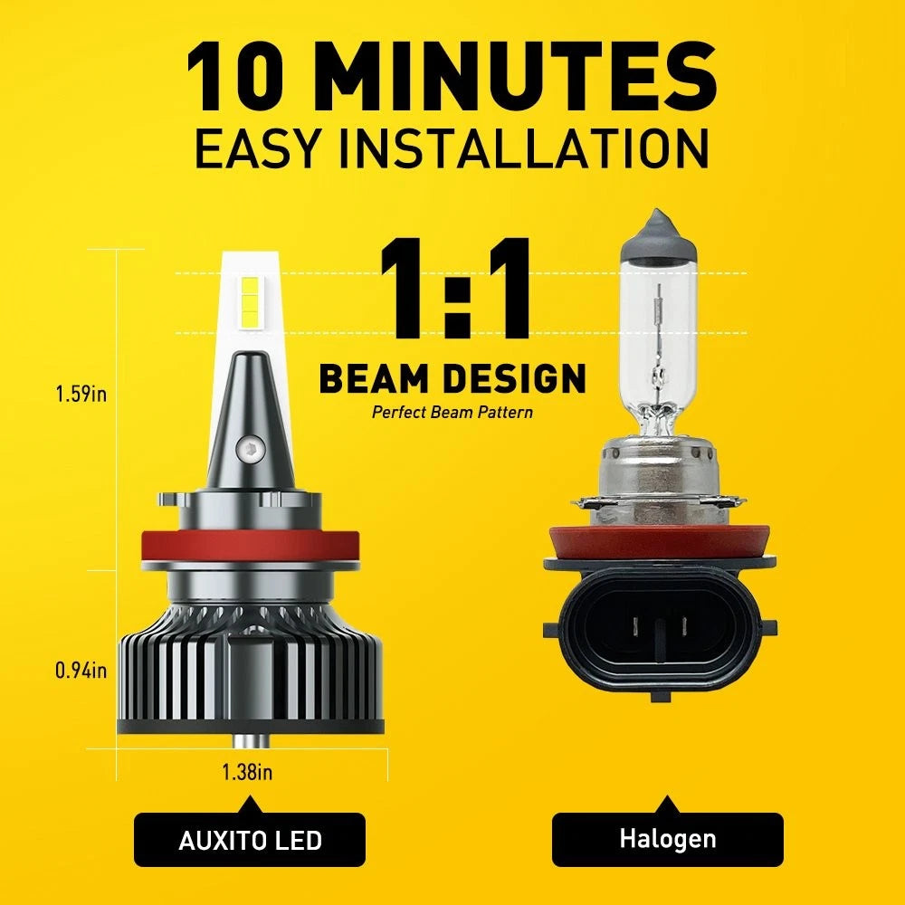 AUXITO H11 LED Headlight Kit Low Beam Bulbs Super Bright 30000LM 6500K White EOA AUXITO