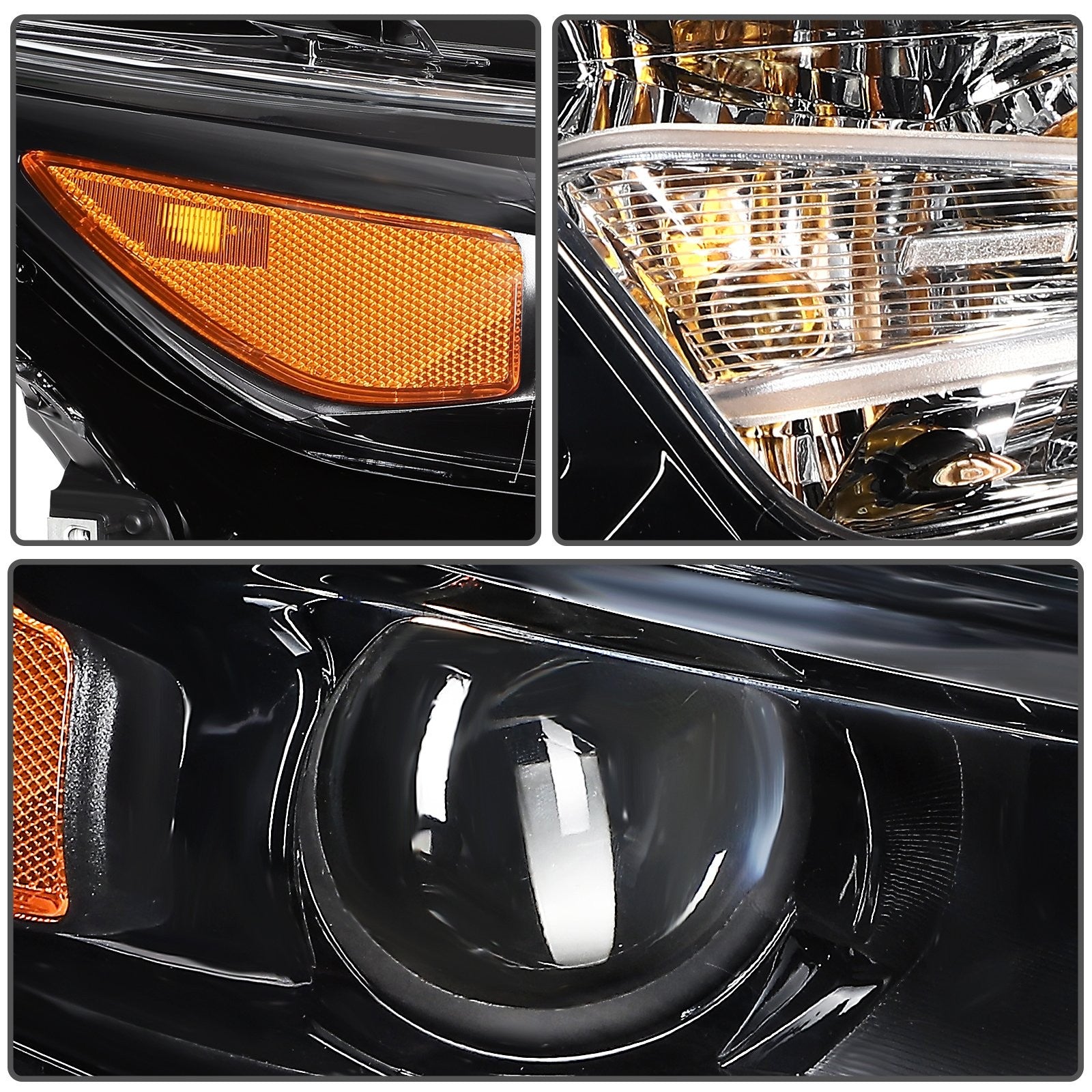 ECCPP Headlights Assembly For Chevrolet Malibu 2016-2018 Pair Kit Black Amber 6B93BC-57