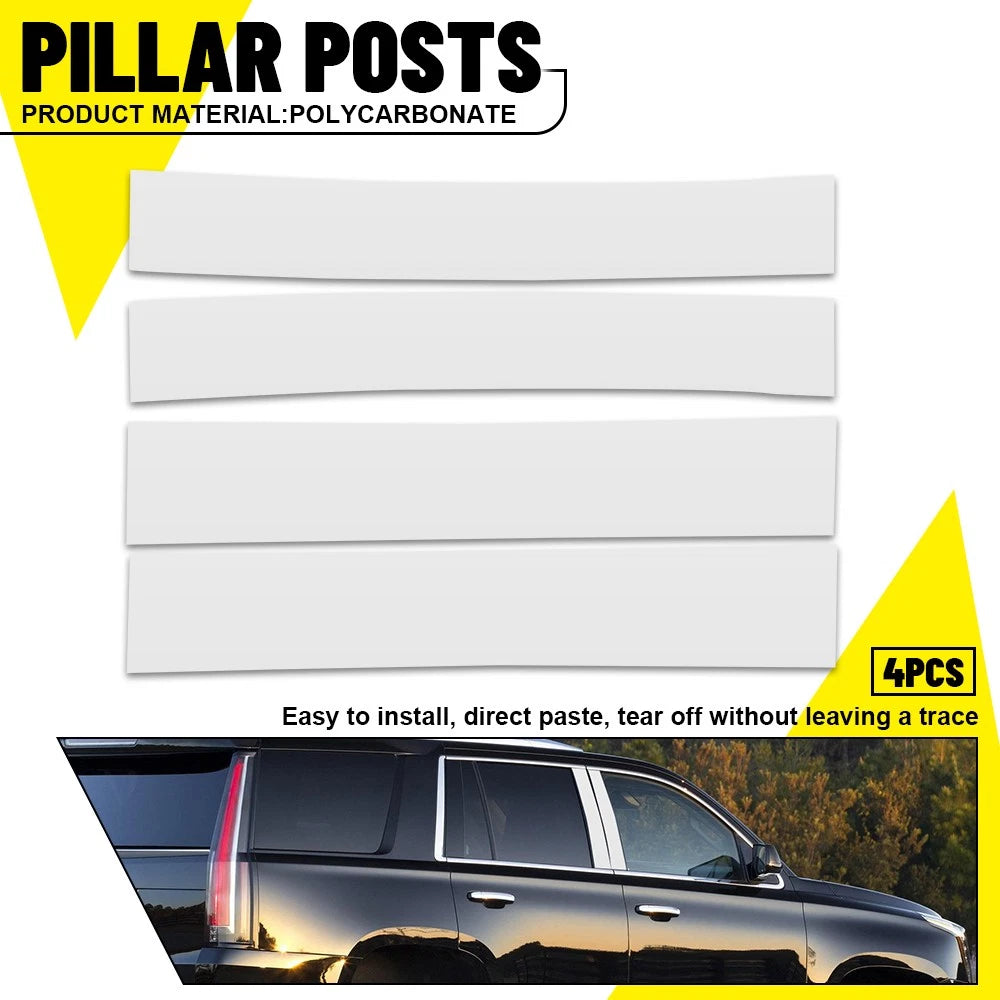 4pcs Set Chrome Pillar Posts For Cadillac Escalade 2007-2014 Door Trim Cover Kit 6B93BC-57