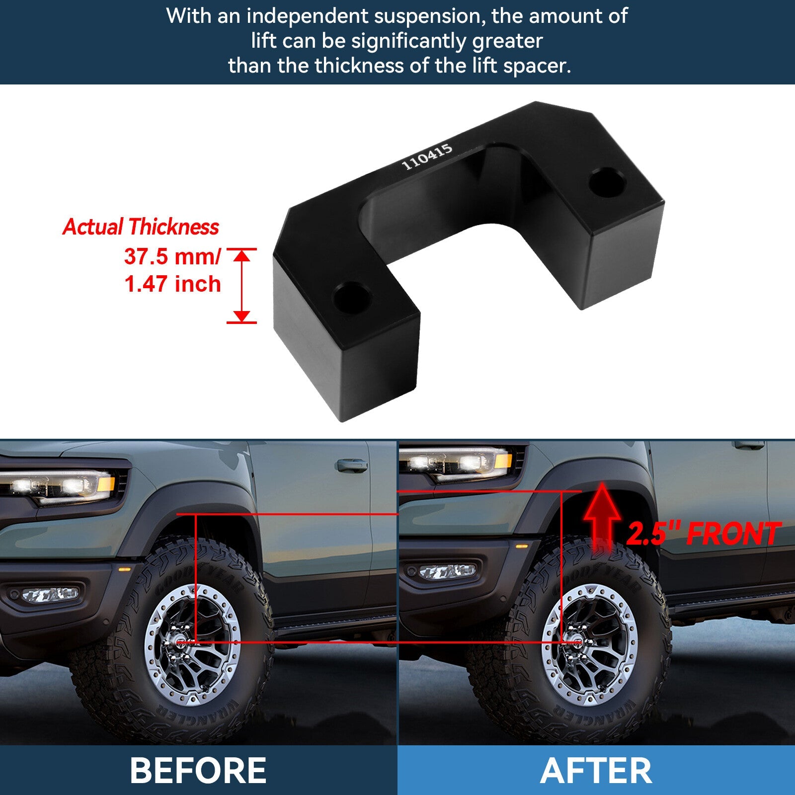 2.5" Front 1.5" Rear Leveling Lift Kit For Chevy Tahoe GMC Yukon 6 Lug 2007-2019 6B93BC-57