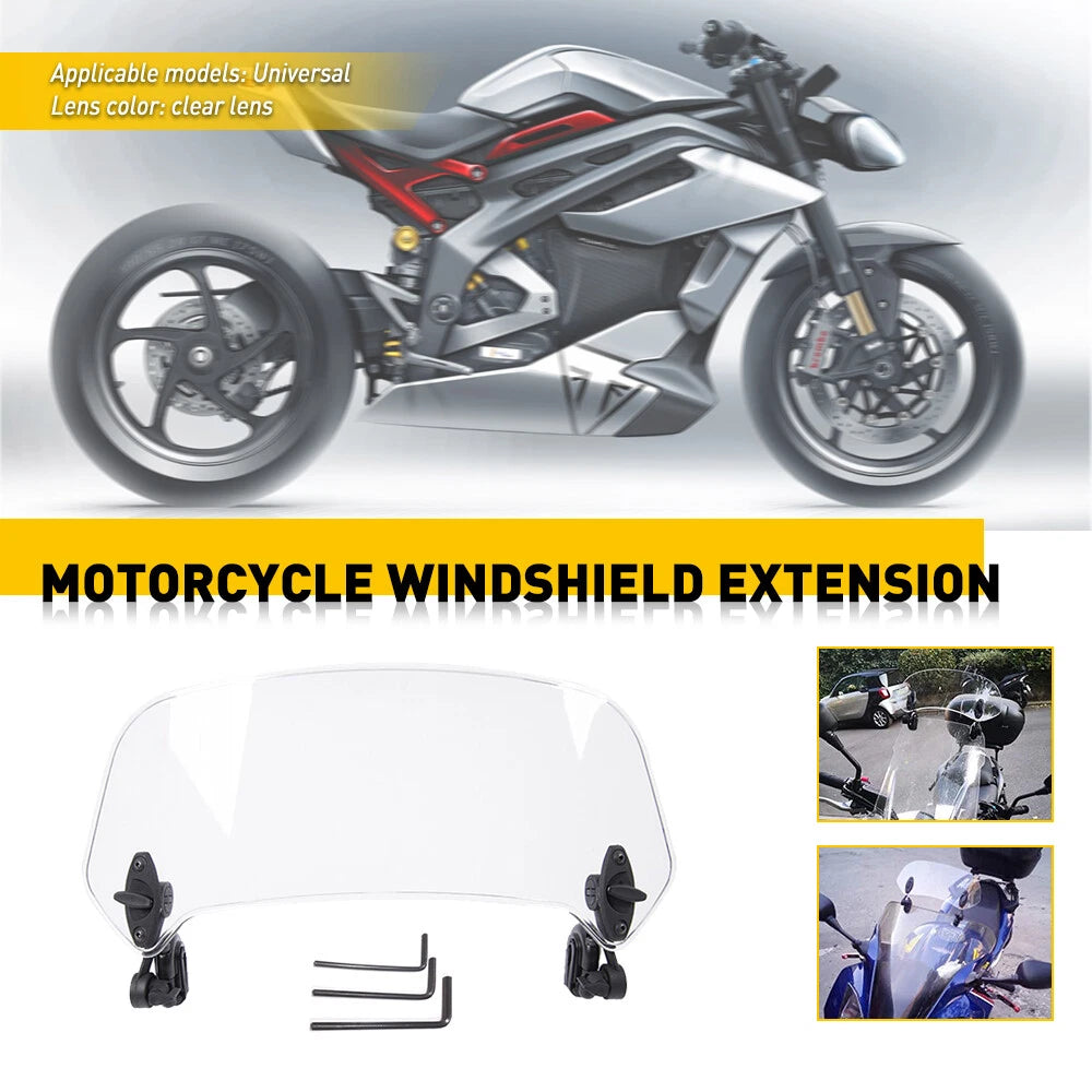 Motorcycle Clip On Windshield Wind screen Deflector Extension Spoiler USEOA 6B93BC-57