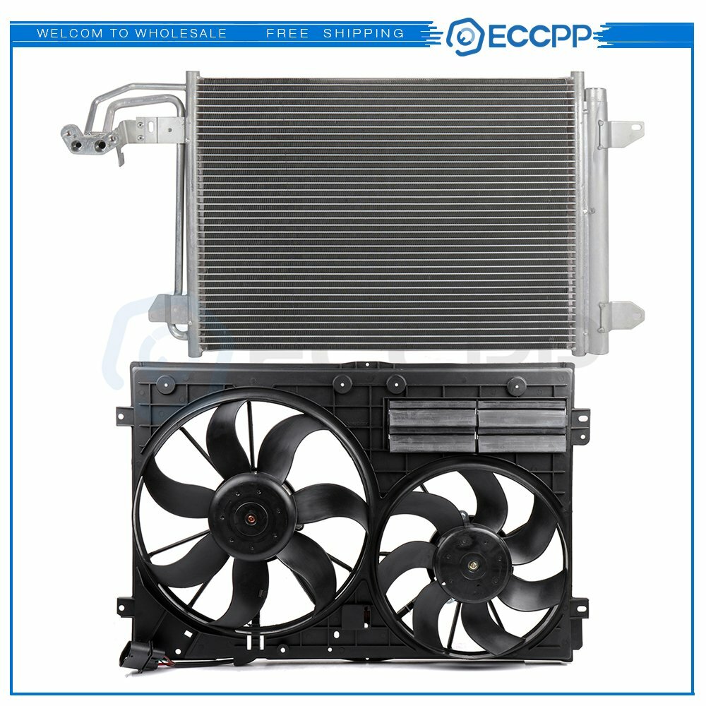AC Condenser Cooling Fan Kit For 2005-2010 Volkswagen Jetta 2006-2013 Audi A3 6B93BC-57
