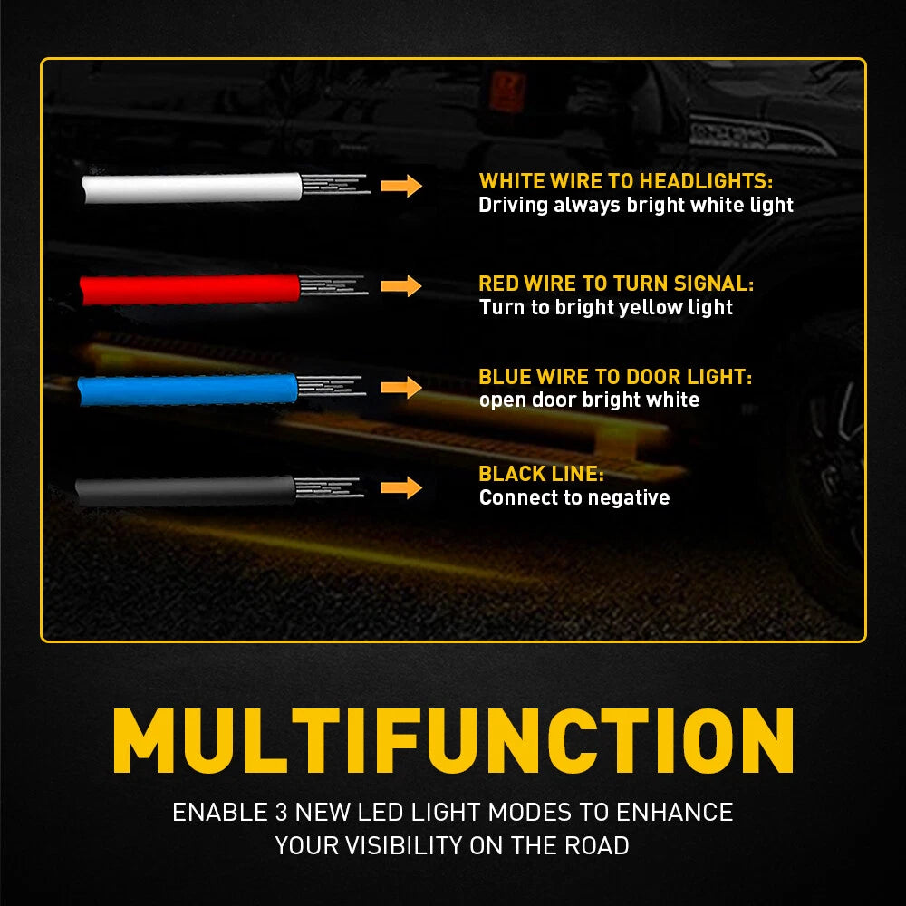 2X 60" LED Running Board Light Side Step Strip Bar White Amber Turn Signal Truck 6B93BC-57