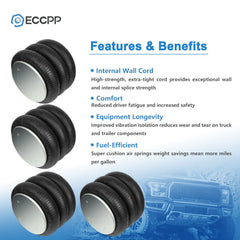 4PCS W01-358-8033 Air Suspension Bag Spring For Goodyear 3B12-312 Hendrickson 6B93BC-57