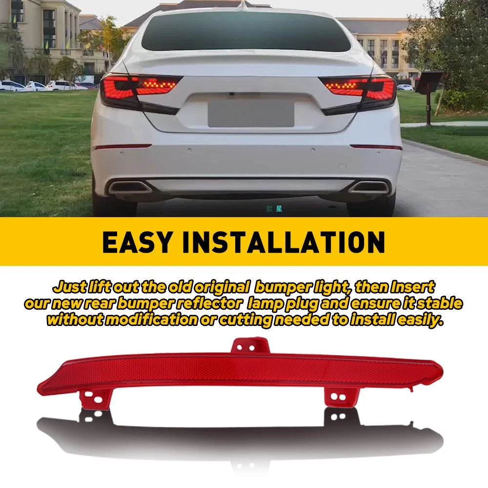 Fits 2018-2022 Honda Accord Rear Red LH Bumper Reflector Marker Side Light Cover 6B93BC-57