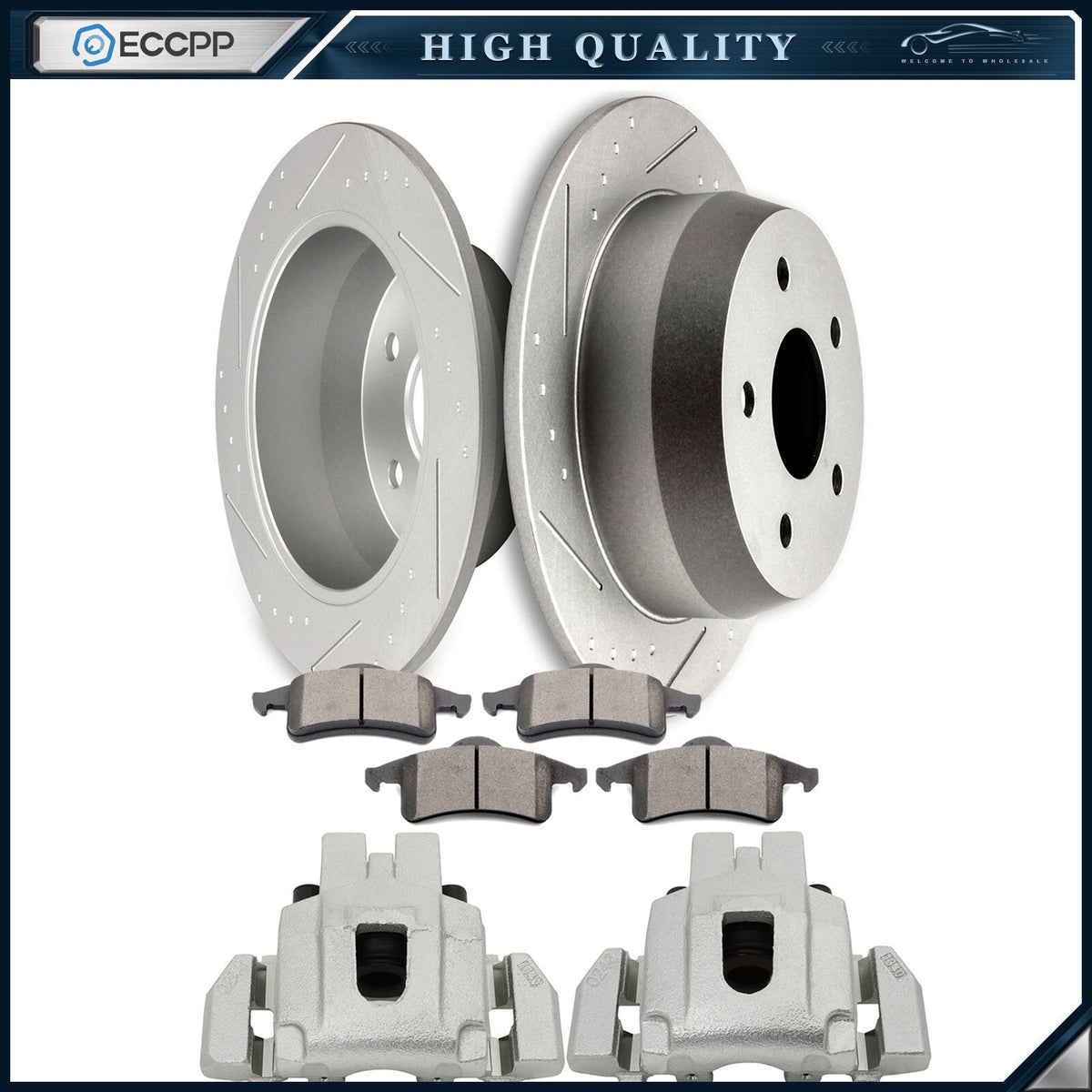 Rear Brake Calipers & Rotors & Pads Set 8Pcs For 1999-2004 Jeep Grand Cherokee 6B93BC-57