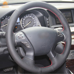 Top Leather Steering Wheel Hand-stitch on Wrap Cover For Infiniti JX35 Q70 QX60