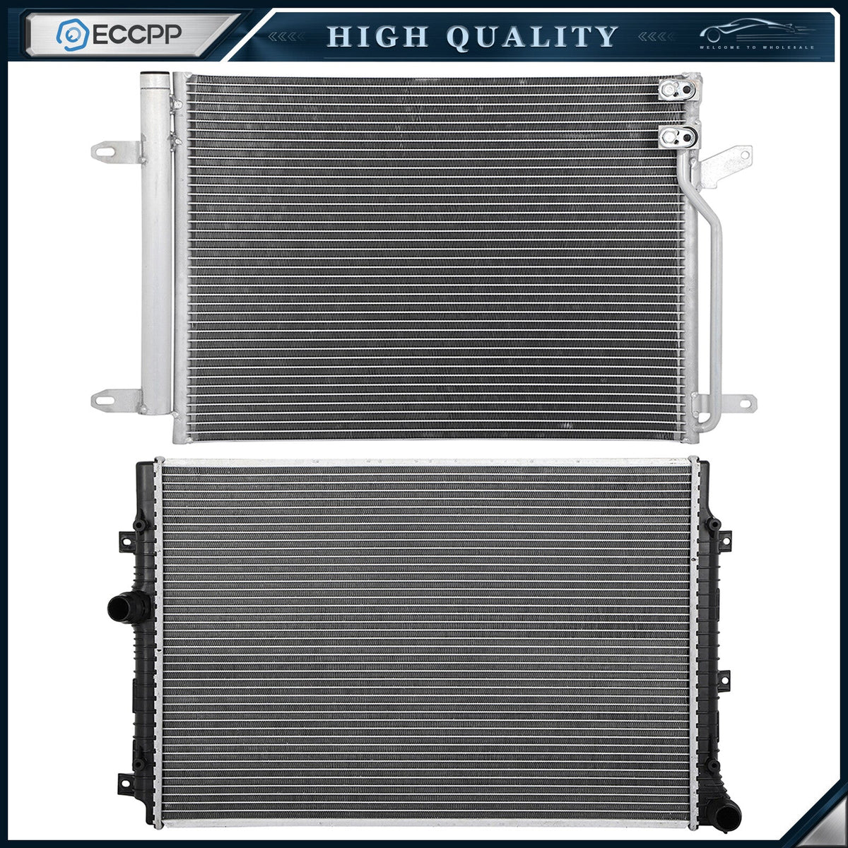 Aluminum Radiator & AC Condenser Cooling Kit For 2014-2015 Volkswagen Beetle 6B93BC-57