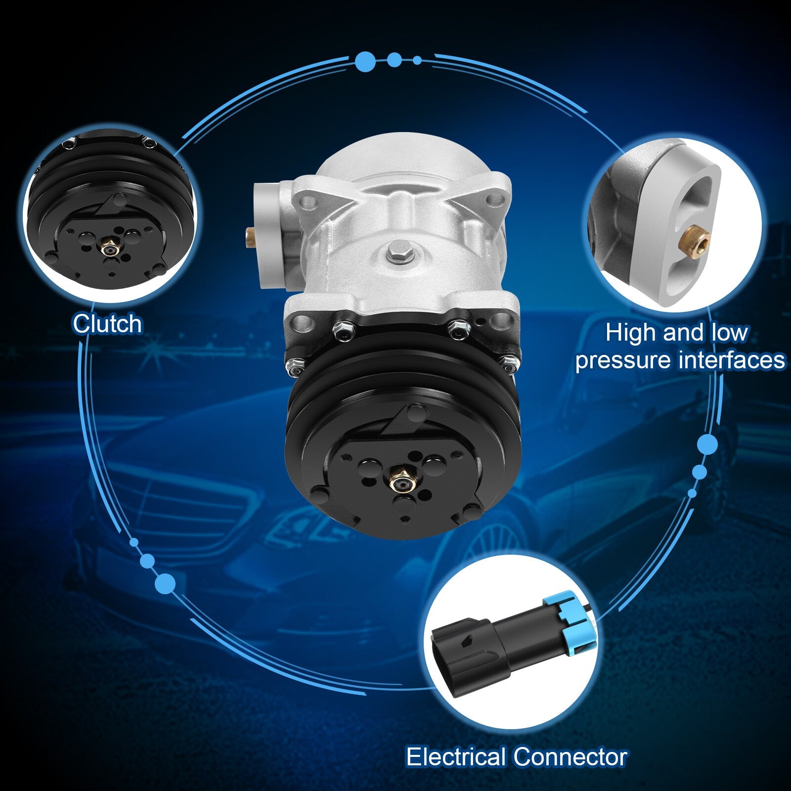 ECCPP A/C AC Compressor W/ Clutch For Peterbilt 357 8.9L 2001-2002 377 378 2000 6B93BC-57