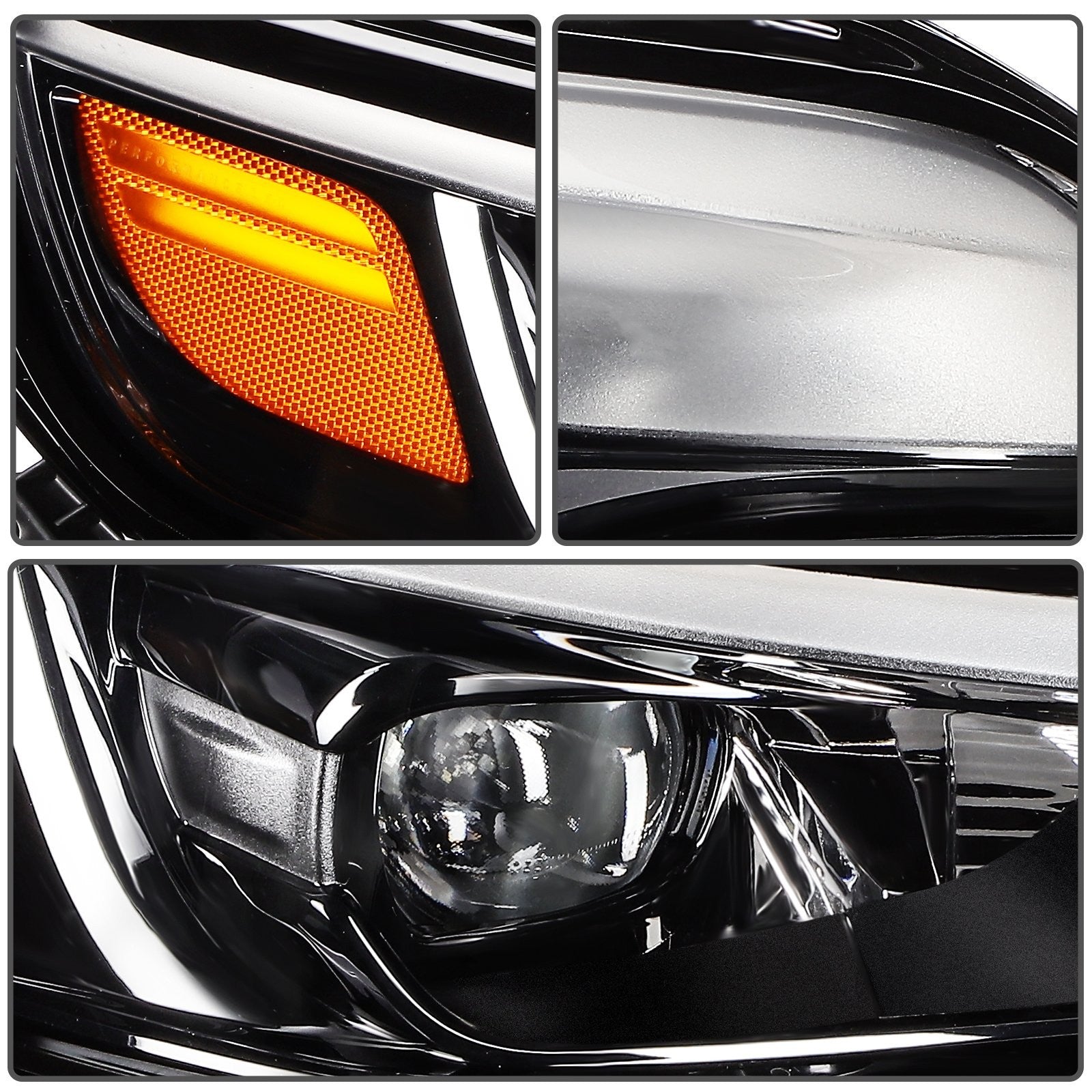 Pair Kit Full LED Headlights Assembly For 2019-2021 Jeep Cherokee Black Amber 6B93BC-57