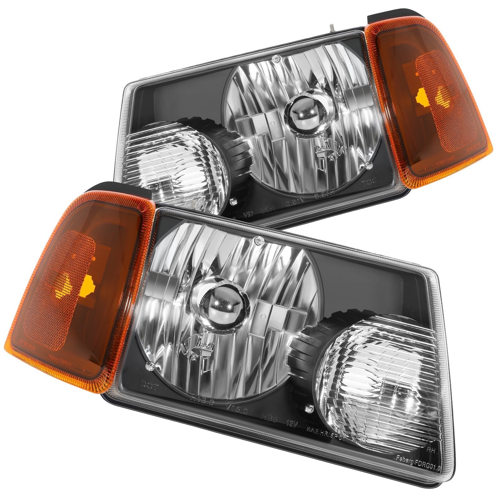 Pair Kit Halogon Headlights Assembly For 2001-2011 Ford Ranger Black Amber 6B93BC-57