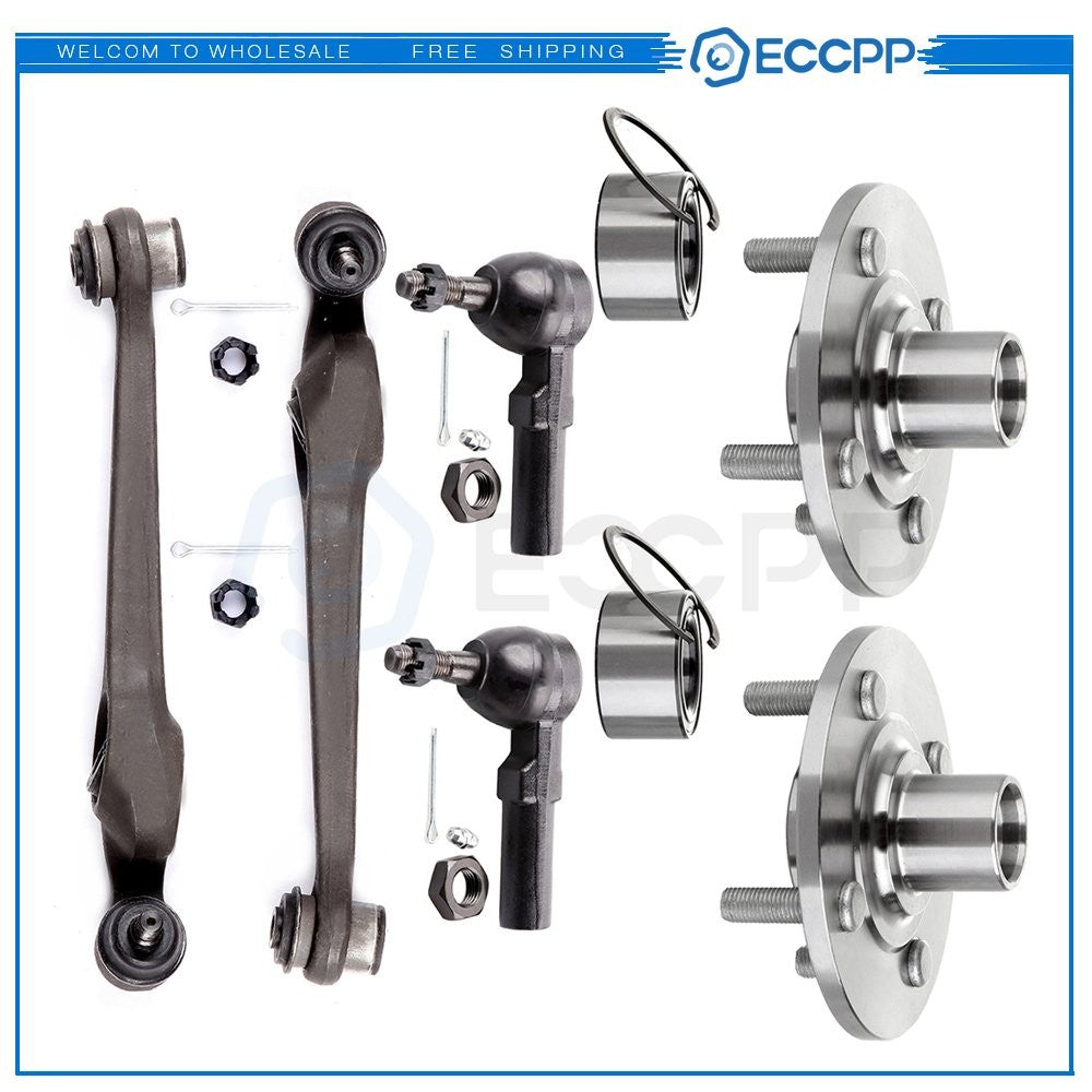6pc Front Wheel Hub & Bearing Control Arm Tie Rod Kit For 94-02 Saturn SC1 SC2 6B93BC-57