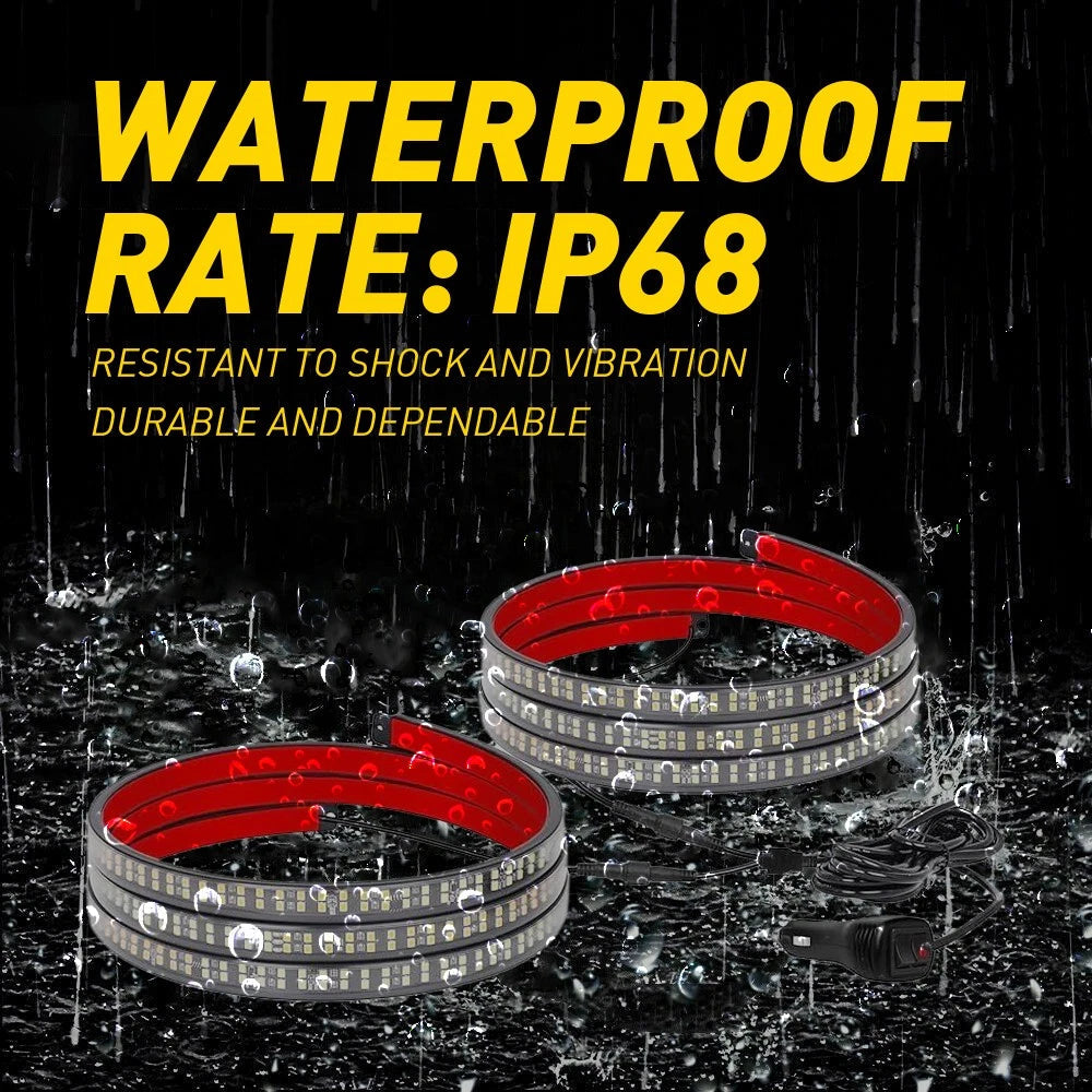 2x 60" Emergency Truck Tailgate Strobe Lights Strip Tail Light Bar Amber White A 6B93BC-57
