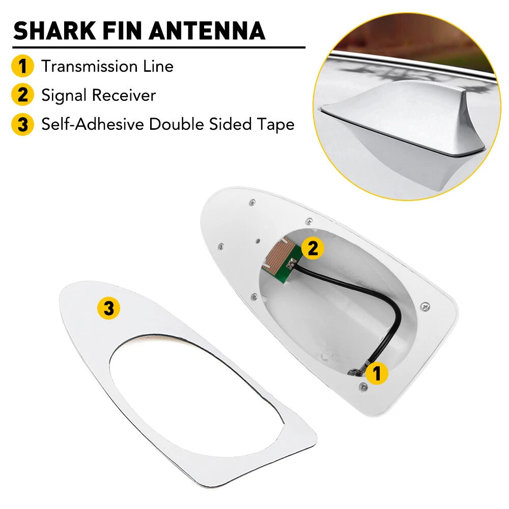 Universal Shark Fin Antenna Cover Car Trim Radio Signal AM/ FM Aerial Silver EOA 6B93BC-57