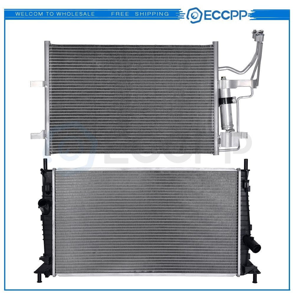 Aluminum Radiator & Condenser Cooling Kit For 04 05 2006 2007 2008 2009 Mazda 3