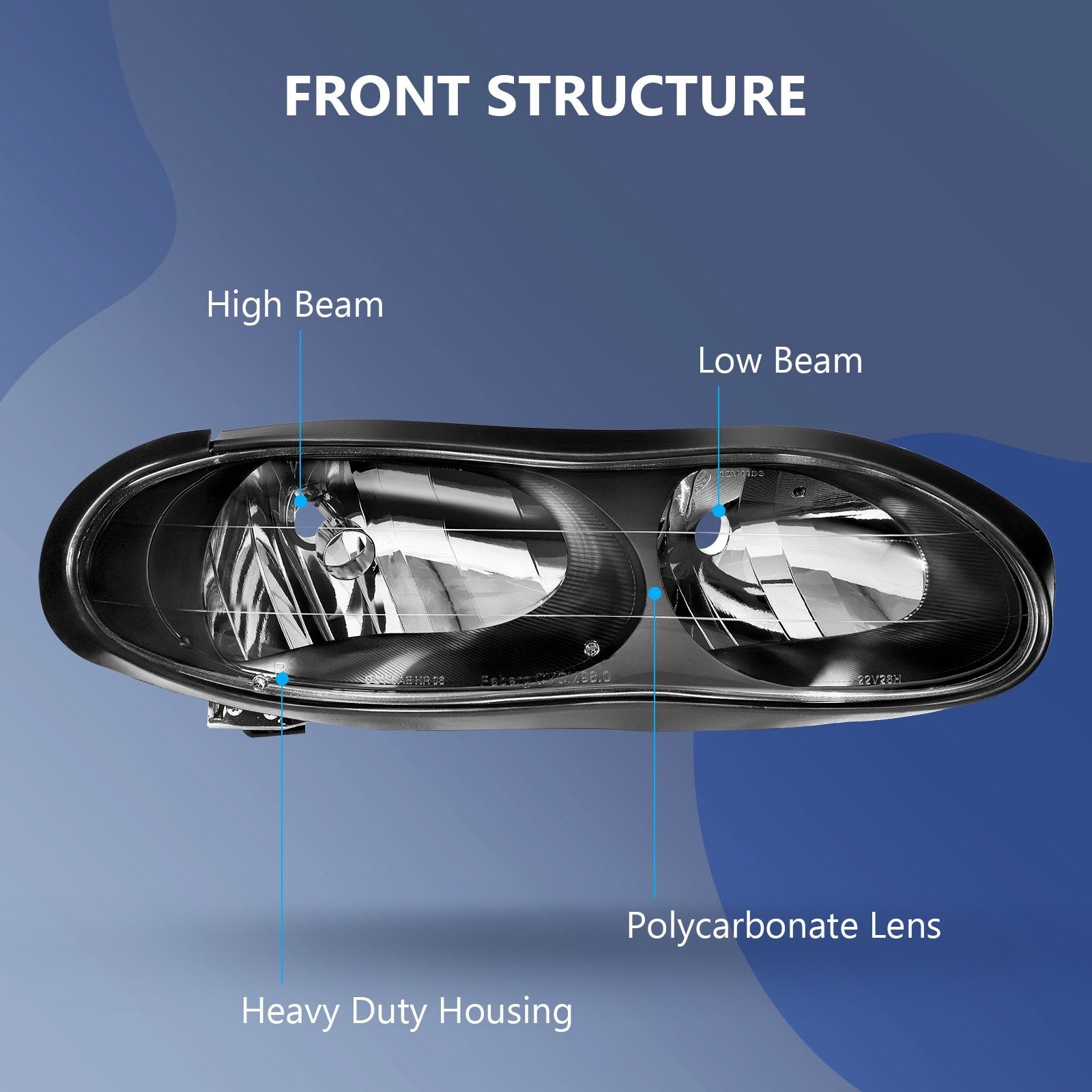 Headlights Assembly Pair for Chevy Camaro 1998-2002 Black Housing Replacement 6B93BC-57