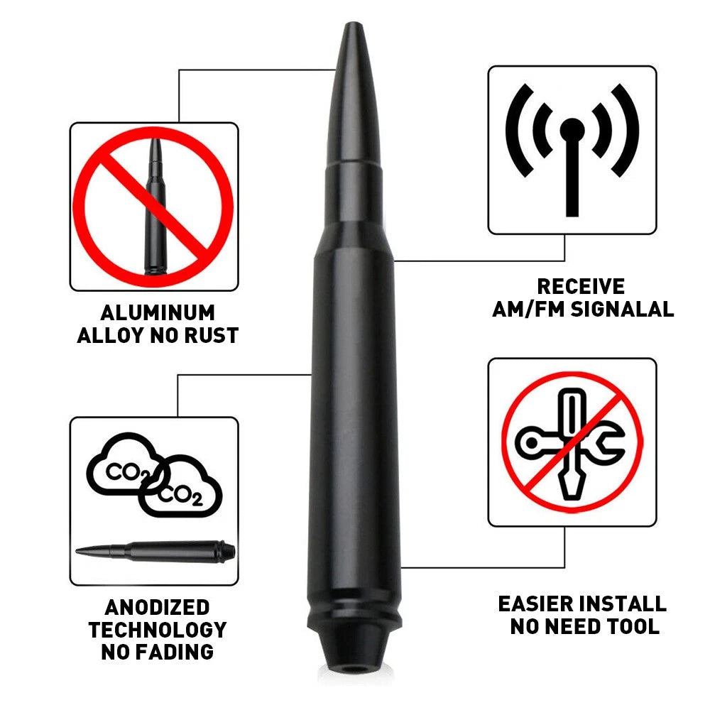 Car Short Bullet Antenna Mast Radio For Jeep Wrangler JK TJ 1997-2021 Ford F150 6B93BC-57