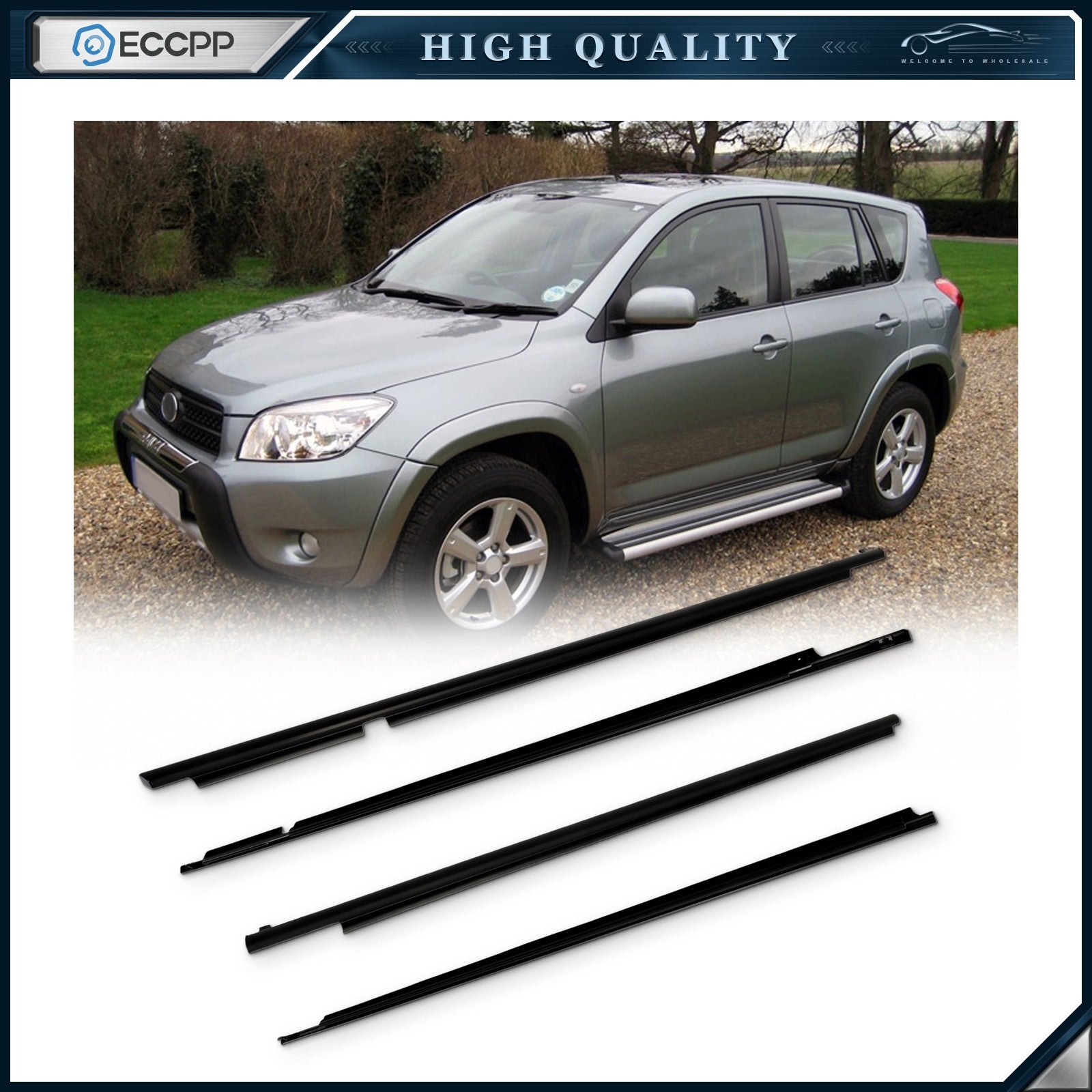 For 2006-2008 Toyota Rav4 Front & Rear Door Window Seal Belt Molding 6B93BC-57